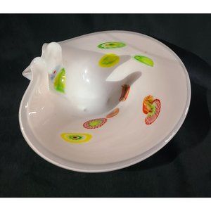 Murano Fratelli Toso large gray bowl with millefiori